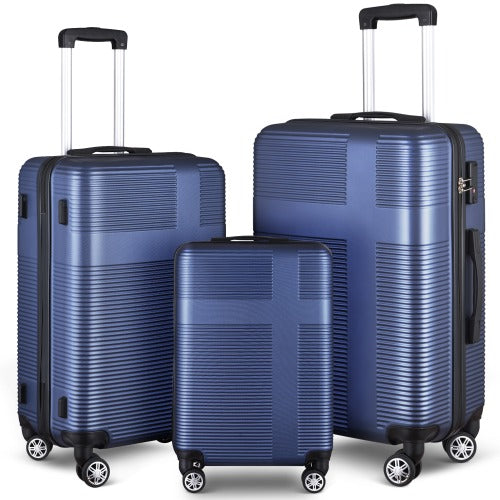 3 Piece Luggage with TSA Lock ABS Lightweight Suitcase with Hooks Spinner Wheels Luggage Sets 20in/24in/28in