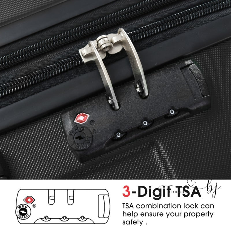 24'' Lightweight Expandable Hardshell Luggage Spinner Suitcase with TSA Lock, BLACK