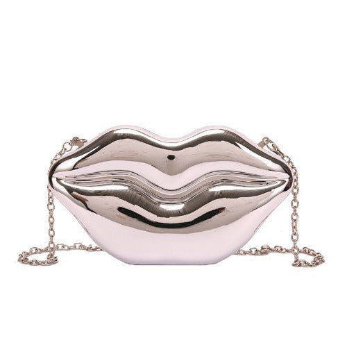 Lip Shape Plastic Party Evening Purse with Chain