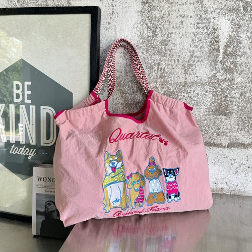 Embroidery Tote Bags Shopping Bag Cute Large Capacity,Animals