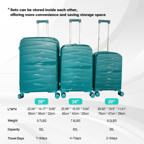 Hard shell luggage, 3-piece set, with TSA Lock, 20 inches 24 inches 28 inches