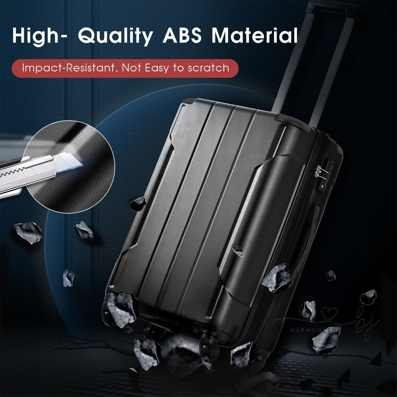 24'' Lightweight Expandable Hardshell Luggage Spinner Suitcase with TSA Lock, BLACK