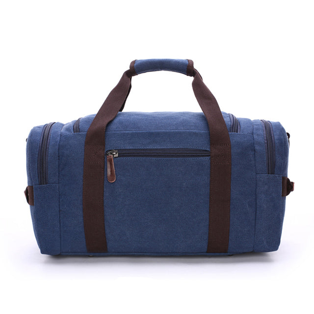 Large Capacity Expandable Canvas Genuine Leather Duffle Bag Weekender Carry on Bag